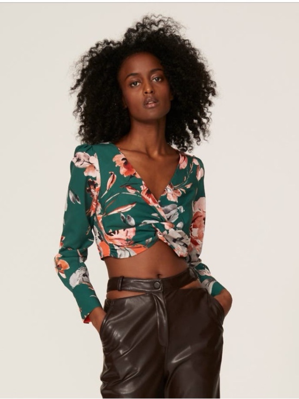 Marissa Webb~Floral Twist-Front Crop Top~Size 4~$265~